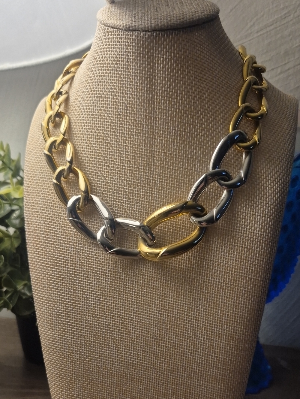 Napier Vintage chunky two-tone Chain Link Choker Necklace